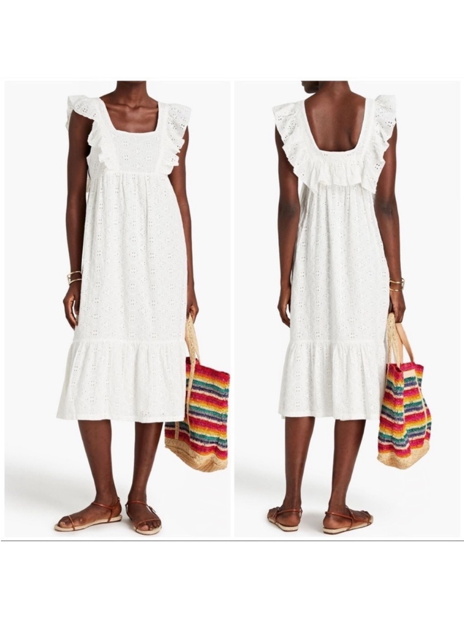 Ba&Sh Byrd Midi Dress White Eyelet Lace Ruffle Bridal Graduation Summer Medium